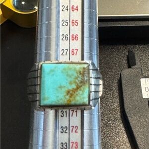 Vintage Navajo Sterling Kingman Turquoise Mens Ring Size 12.5 Signed R